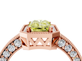 Rose gold Fancy Yellow Radiant  Cut Halo Diamond Pave Band Ring with Four-Prong Setting_58