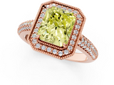 Rose gold Fancy Yellow Radiant  Cut Halo Diamond Pave Band with Four-Prong Setting_38
