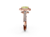 Rose gold Fancy Yellow Radiant  Cut Halo Diamond Pave Band with Four-Prong Setting_39