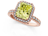 Rose gold Fancy Yellow Radiant Cut Halo Diamond Pave Band with Prong Setting_1