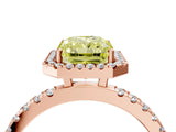 Rose gold Fancy Yellow Radiant Cut Halo Diamond Pave Band with Prong Setting_4