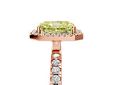Rose gold Fancy Yellow Radiant Cut Halo Diamond Pave Band with Prong Setting_5