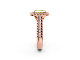 Rose gold Fancy Yellow Radiant Cut Halo Diamond Ring with Beaded Split Shank and Four-Prong Setting_2