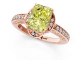 Rose gold Fancy Yellow Radiant  Cut Halo Diamond Ring with Channel Set Band and Four-Prong Setting_32