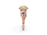 Rose gold Fancy Yellow Radiant Cut Halo Diamond Ring with Milgrain and Bezel Accents on a Split Shank Band_14