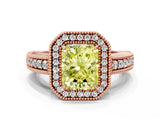 Rose gold Fancy Yellow Radiant  Cut Halo Diamond Ring with Pavé Band and Four-Prong Setting_51