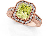 Rose gold Fancy Yellow Radiant  Cut Halo Diamond Ring with Pavé Band and Four-Prong Setting_52