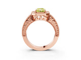 Rose gold Fancy Yellow Radiant  Cut Halo Diamond Ring with Pavé Band and Four-Prong Setting_54