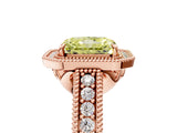 Rose gold Fancy Yellow Radiant  Cut Halo Diamond Ring with Pavé Band and Four-Prong Setting_56
