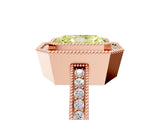 Rose gold Fancy Yellow Radiant  Cut Halo Diamond Ring with Pavé Band and Milgrain Prong Setting_37