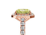 Rose gold Fancy Yellow Radiant Cut Halo Diamond Ring with Pavé Band and Three-Prong Setting_5