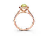 Rose gold Fancy Yellow Radiant Cut Halo Diamond Ring with Pavé Band_3