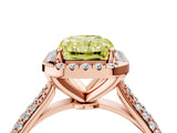 Rose gold Fancy Yellow Radiant Cut Halo Diamond Ring with Pavé Band_4