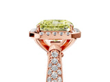 Rose gold Fancy Yellow Radiant Cut Halo Diamond Ring with Pavé Band_5
