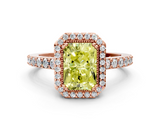 Rose gold Fancy Yellow Radiant  Cut Halo Diamond Ring with Pave Band and Four-Prong Setting_24