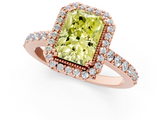 Rose gold Fancy Yellow Radiant  Cut Halo Diamond Ring with Pave Band and Four-Prong Setting_25