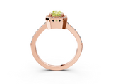 Rose gold Fancy Yellow Radiant  Cut Halo Diamond Ring with Pave Band and Four-Prong Setting_27