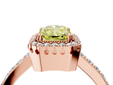 Rose gold Fancy Yellow Radiant  Cut Halo Diamond Ring with Pave Band and Four-Prong Setting_28