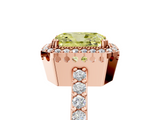 Rose gold Fancy Yellow Radiant  Cut Halo Diamond Ring with Pave Band and Four-Prong Setting_29