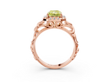 Rose gold Fancy Yellow Radiant  Cut Halo Diamond Ring with Scrollwork Band and Four-Prong Setting_59