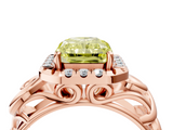 Rose gold Fancy Yellow Radiant  Cut Halo Diamond Ring with Scrollwork Band and Four-Prong Setting_60