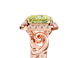 Rose gold Fancy Yellow Radiant  Cut Halo Diamond Ring with Scrollwork Band and Four-Prong Setting_61