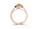 Rose gold Fancy Yellow Radiant Cut Halo Diamond Ring with Solitaire Band and Prong Setting_3