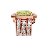 Rose gold Fancy Yellow Radiant Cut Halo Diamond Split Shank Ring with Prong Setting_11