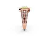 Rose gold Fancy Yellow Radiant Cut Halo Diamond Split Shank Ring with Prong Setting_2