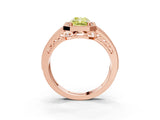Rose gold Fancy Yellow Radiant Cut Halo Diamond Split Shank Ring with Prong Setting_3