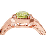 Rose gold Fancy Yellow Radiant Cut Halo Diamond Split Shank Ring with Prong Setting_4
