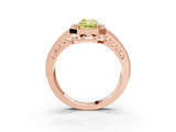 Rose gold Fancy Yellow Radiant Cut Halo Diamond Split Shank Ring with Prong Setting_9