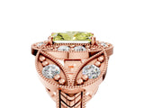 Rose gold Fancy Yellow Radiant Cut Halo Milgrain Diamond Engagement Ring with Leaf Band and Four-Prong Setting_5
