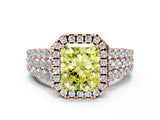 Rose gold Fancy Yellow Radiant Cut Halo Pavé Diamond Engagement Ring with Split Shank and Four-Prong Setting_3