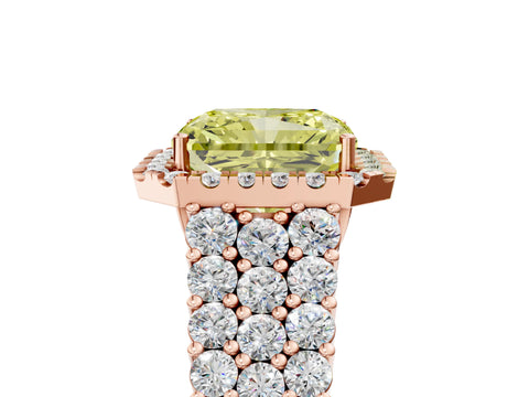 Rose gold Fancy Yellow Radiant Cut Halo Pavé Diamond Engagement Ring with Split Shank and Four-Prong Setting_8