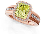 Rose gold Fancy Yellow Radiant  Cut Halo Pave Band Four-Prong Ring_50