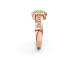 Rose gold Fancy Yellow Radiant  Cut Halo Pave Band Four-Prong Ring_51
