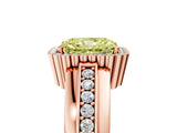 Rose gold Fancy Yellow Radiant  Cut Halo Pave Band Four-Prong Ring_54
