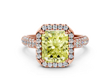 Rose gold Fancy Yellow Radiant  Cut Halo Pave Band Four-Prong Setting Ring_20