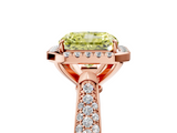 Rose gold Fancy Yellow Radiant  Cut Halo Pave Band Four-Prong Setting Ring_25