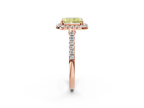 Rose gold Fancy Yellow Radiant Cut Halo Pave Diamond Engagement Ring with Four-Prong Setting_2