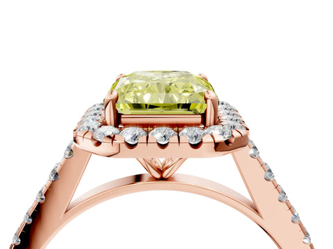 Rose gold Fancy Yellow Radiant Cut Halo Pave Diamond Engagement Ring with Four-Prong Setting_4