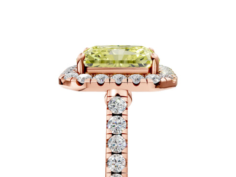 Rose gold Fancy Yellow Radiant Cut Halo Pave Diamond Engagement Ring with Four-Prong Setting_5