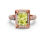 Rose gold Fancy Yellow Radiant  Cut Halo Pave Split Shank Prong Setting Ring_32