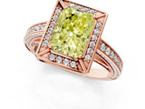 Rose gold Fancy Yellow Radiant  Cut Halo Pave Split Shank Prong Setting Ring_33