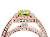 Rose gold Fancy Yellow Radiant  Cut Halo Pave Split Shank Prong Setting Ring_36