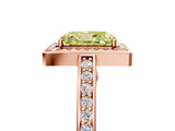 Rose gold Fancy Yellow Radiant  Cut Halo Pave Split Shank Prong Setting Ring_37
