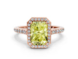 Rose gold Fancy Yellow Radiant Cut Halo Round Diamond Pavé Band with Four-Prong Setting_3