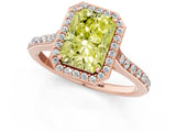 Rose gold Fancy Yellow Radiant Cut Halo Round Diamond Pavé Band with Four-Prong Setting_4