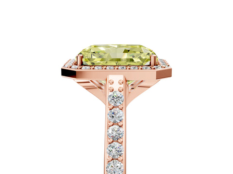 Rose gold Fancy Yellow Radiant Cut Halo Round Diamond Pavé Band with Four-Prong Setting_8